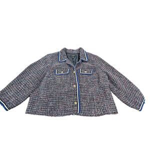 Talbots Women's Multicolor Tweed Blazer with Blue Accents